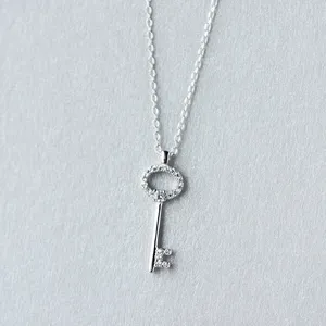 925 sterling silver valentine's jewelry gift heart key pendant necklace for women