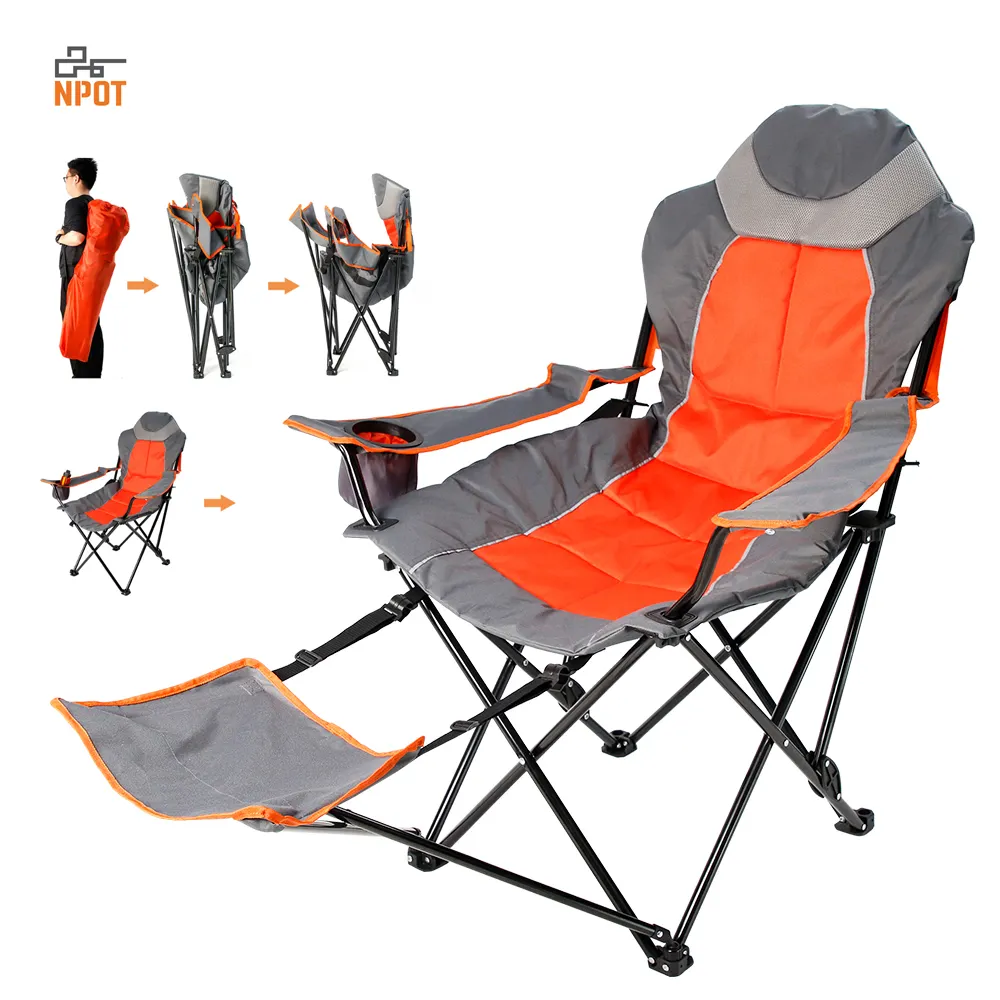 NPOT हल्के आउटडोर स्लीपिंग कुर्सी बड़े नारंगी निर्देशकों जाल कुर्सी शिविर