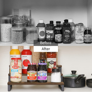 Vendita calda della cucina dispensa dell'organizzatore del gabinetto con il supporto di <span class=keywords><strong>legno</strong></span> del controsoffitto della spezia per il piatto e la ciotola - Product Image 4