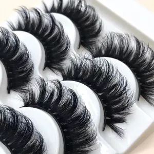 High quality wholesale natural eyelashes russian mink full strip lashes cheap D curl faux mink eyelashes