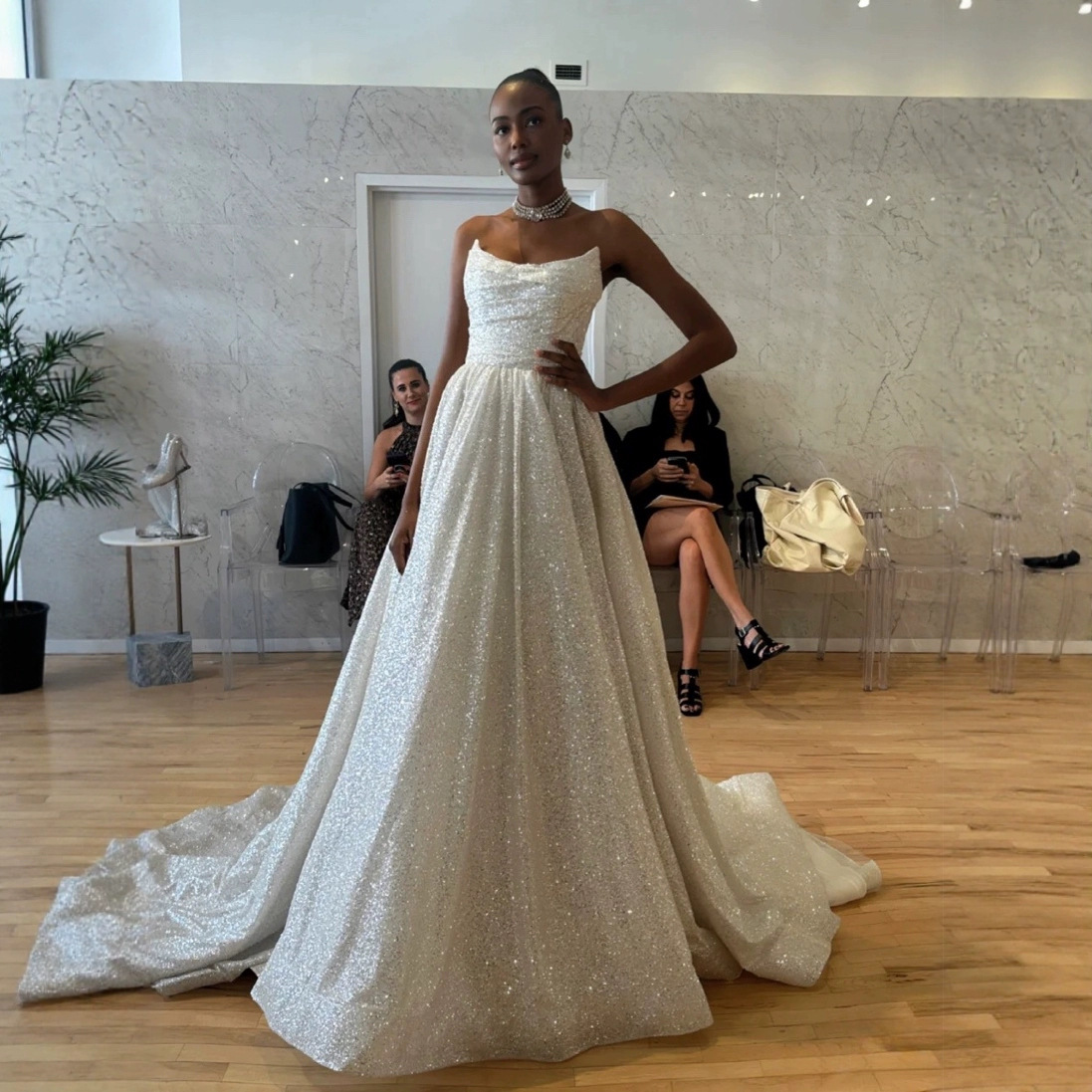 puffy glitter wedding dresses Beautiful Long Ball Gown Sweetheart Sparkly Wedding Dress with Sleeves