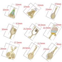 Pendentif JINYUAN en cuivre en forme de volant de badminton et de raquette de tennis de table avec breloques sphériques pour la fabrication de bijoux