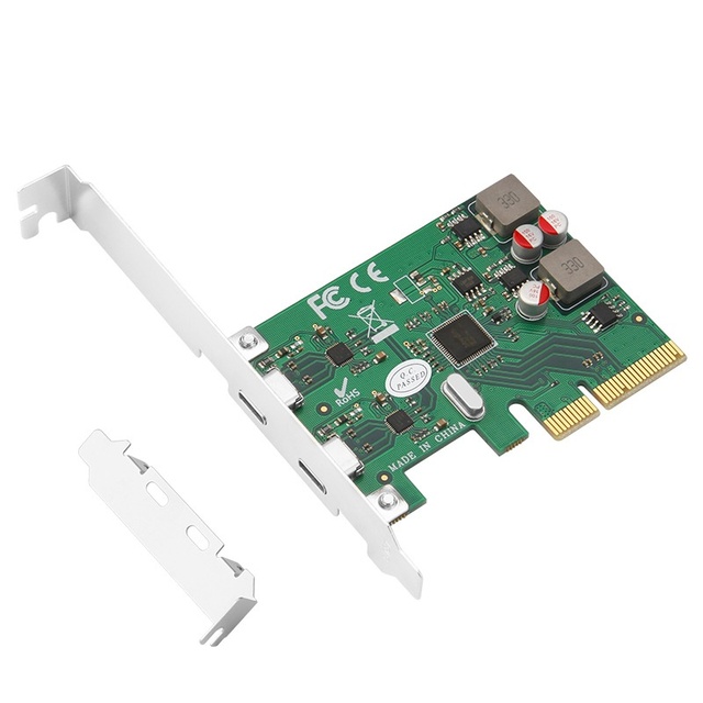 PCIe to Type-C Internal Expansion Card 2 Ports 3.1 Adapter Card Driver-free Stock Desktop