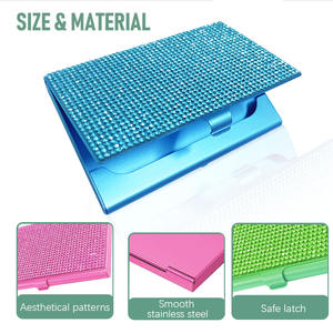 Porta tarjetas de presentación metálico con diamantes de imitación, muy vendido, con caja para tarjetas de presentación. - Product Image 4