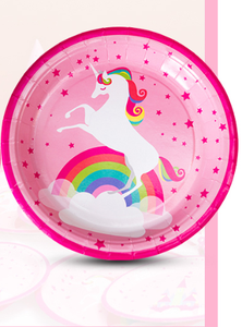 Unicornio Rosa Baby Shower niña suministros <span class=keywords><strong>de</strong></span> fiesta <span class=keywords><strong>de</strong></span> cumpleaños juego <span class=keywords><strong>de</strong></span> vajilla desechable platos <span class=keywords><strong>de</strong></span> papel vasos servilletas pajitas sombreros banderas Decoración - Product Image 5