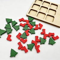 Jeu de Tic Tac Toe en bois Tailai, ornement décoratif artisanal en bois en forme de chaussette de Noël, jeu de table familial, cadeau