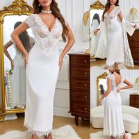 Chemise de nuit sexy pour femmes, de haute qualité, confortable, couleur unie, col en V, sans manches, coupe ajustée