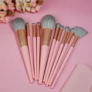 LOGOTIPO personalizado Vegan Makeup Brushes Private Label Pink Foundation Makeup Brush Set