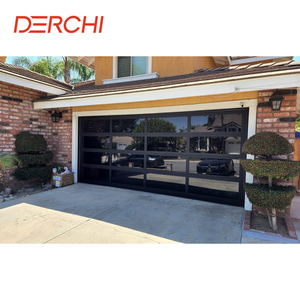 Derchi hiện đại bão kháng Màn hình nhà để xe cửa màu đen gương tự động framelesstempered Glass cửa nhà để xe với động cơ - Product Image 2