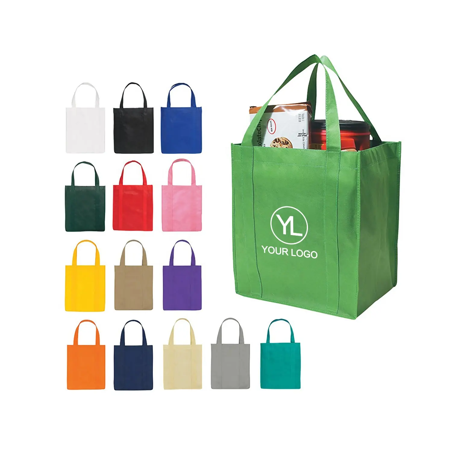 Promotional Reusable Heavy Duty Value Reinforced Handle Large Shopper Non Woven Grocery Tote Bag