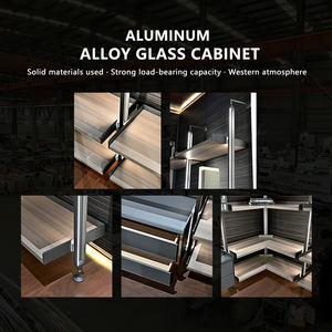 Étagère de présentation en aluminium de luxe |   Étagère modulaire personnalisée avec éclairage LED, placage en bois massif, étagères écologiques pour salon - Product Image 6