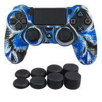 Coque en silicone pour manette PS4, anti-poussière, anti-chute, avec capuchons de joystick assortis, plusieurs couleurs camouflage