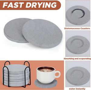 Posavasos de <span class=keywords><strong>piedra</strong></span> gris <span class=keywords><strong>oscuro</strong></span> de 3,93 pulgadas con tierra de diatomeas absorbente, posavasos redondos de secado instantáneo para bebidas, decoración moderna para el hogar - Product Image 3