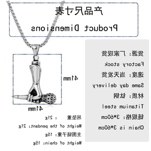 yunnique <b>Titanium</b> Steel Microphone Pendant Necklace 60cm <b>Chain</b> Gift for Men Women Rock Style Fashion Jewelry - Product Image 2