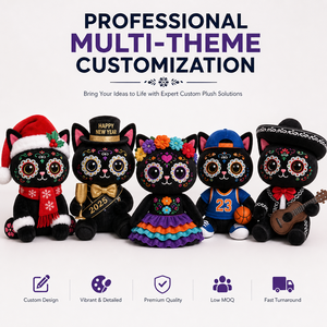 Peluche Personalizzato Gatto Giorno dei Morti, Produttore Professionale, Regalo di Natale 2026, Mascotte di Tendenza, Bambola Animale Imbottita OEM ODM - Product Image 2
