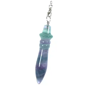 DIY Crystal Crafts 2023 Private label Crystal Fluorite Energy pendulum for decorating