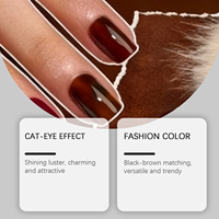 Ongles autocollants œil-de-chat noir-brun, rehausse le contour des doigts, brillance naturelle, autocollants à ongles faciles à appliquer