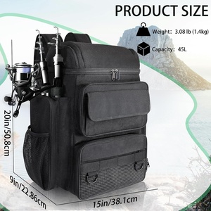 Mochila de Pesca Grande de 45L con Nevera Aislada y Soportes para Cañas - Bolsa Resistente de 900D para Pescadores Profesionales - Product Image 2