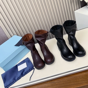 Botas de suela gruesa cálidas de invierno de marca famosa de alta calidad, zapatos clásicos de cuero genuino, botines de media pantorrilla para mujer - Product Image 5