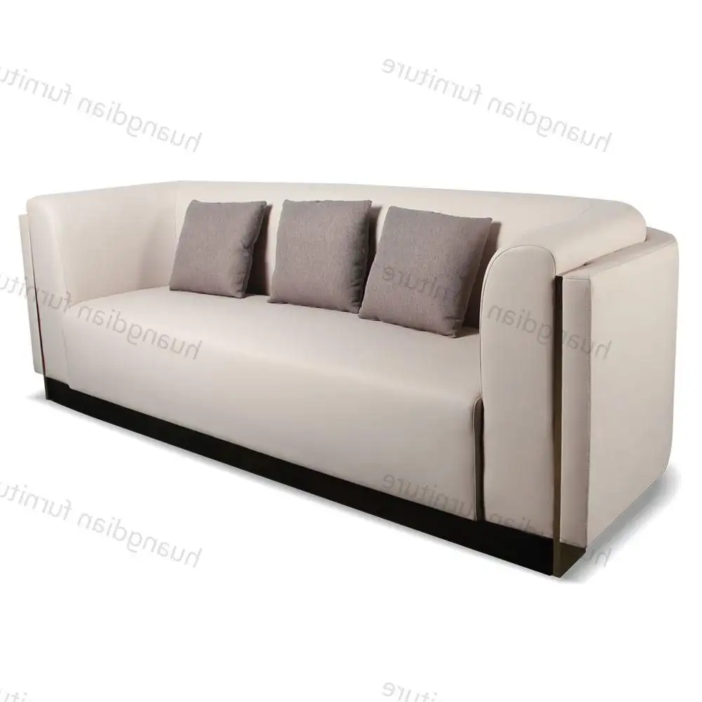 Italienisches leichtes Luxus-Leders ofa Dreisitziges Sofa