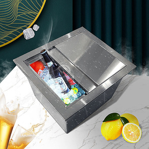 Stainless Steel Ice <b>Bucket</b> Rectangle Sliding <b>Lid</b> Minimalist Design For Bars And Villas - Product Image 5