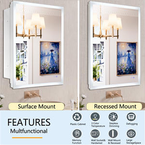 FUMANGO-Botiquín iluminado con desempañador, atenuador, <span class=keywords><strong>modo</strong></span> de 3 colores, empotrado o montaje en superficie, armario de espejo de montaje en pared - Product Image 5