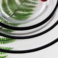 Plateaux de présentation de luxe en verre transparent avec bordure noire pour décoration de mariage