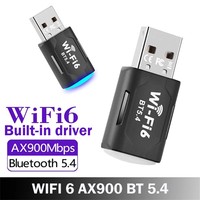 Adaptador USB WiFi 6 2 en 1, AX900M BT 5.4 de Doble Banda, Tarjeta de Red Inalámbrica WiFi de 900 Mbps, Adaptador 5.4 de 900M para PC