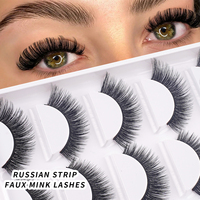 5 paires de faux cils en vison synthétique naturel, légers, pour usage quotidien, avec bande noire douce, pour débutants MT