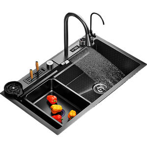 Multi functional 304 stainless steel nano <b>scratch</b> resistant waterfall digital display kitchen sink - Product Image 4