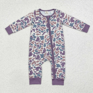 Mono de manga larga con estampado de camuflaje y cremallera oblicua para bebés, ropa de moda para recién nacidos y niños pequeños, primavera-otoño - Product Image 3