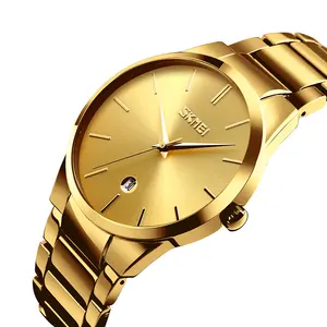 SKMEI 2176 Luxury Men Watch Round Dial Stainless Steel Wristwatches Waterproof Luminous Quartz Aanlog Watch