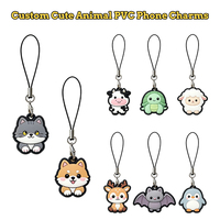 Breloque de téléphone en PVC motif animal de dessin animé mignon, cordon personnalisé en caoutchouc souple, pendentif porte-clés pour décoration de sac à dos, cadeau promotionnel
