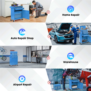 Rương công cụ lăn với hộp công cụ có thể tháo rời, Bánh xe có thể khóa, giỏ công cụ kim loại nặng cho nhà để xe và nhà xưởng - Product Image 6