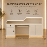 Comptoir de réception moderne minimaliste à LED, sur mesure, pour salon, bureau, spa, avec armoire de rangement