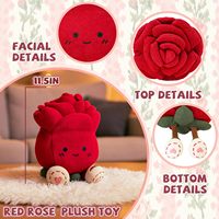 Muñeca de Peluche de Pana Suave con Forma de Flor, Adorable Rosa Roja, Juguete de Peluche Perfecto para Regalos Infantiles, Decoración del Hogar o Día de la Madre