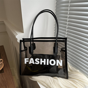 Collection d'été, sac fourre-tout transparent en PVC personnalisé avec logo, vente en gros, petit sac de plage, de voyage et de shopping, cadeau pour femmes - Product Image 1