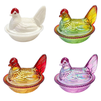 Pot à bonbons en verre en forme de poulet, écologique, avec couvercles, récipient de rangement pour collations, blanc ambre, deux couleurs, décoration pour la maison et la cuisine