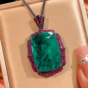 Gioielli di alta gamma, ecologici, in rame placcato <span class=keywords><strong>oro</strong></span> nero, grandi pendenti multicolori con zirconi da 20*28 mm per collane, accessori moda. - Product Image 4