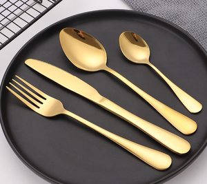Juego de Cubiertos de Acero Inoxidable Dorado, Cuchara, Tenedor, Cuchillo, Juego de Cubiertos para Mesa de Comedor, Cocina, Uso Doméstico, por Exportadores - Product Image 3