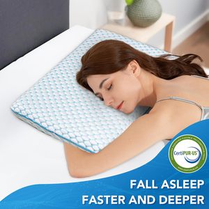 Phẳng đầu cấu hình thấp Chiều cao gối làm mát tre Thêm mỏng siêu mỏng gel Bộ nhớ bọt gối cho dạ dày ngủ - Product Image 6