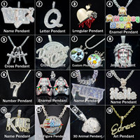 Colgante personalizado chapado en oro Vvs Moissanite 3D Iced Out Hip Hop estilo redondo corte brillante diamante 925 colgante de plata