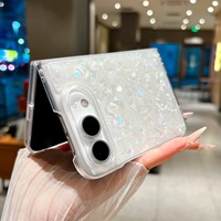 Étui de téléphone portable rigide en PC brillant à motif coquillage élégant pour iPhone Duo 18 Ultra pliable