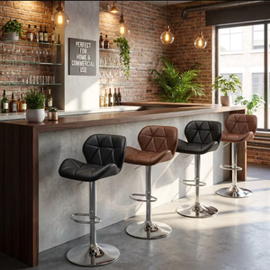 Muebles <span class=keywords><strong>de</strong></span> Comedor, Taburetes <span class=keywords><strong>de</strong></span> <span class=keywords><strong>Bar</strong></span> Modernos <span class=keywords><strong>de</strong></span> Estilo Nórdico, Base <span class=keywords><strong>de</strong></span> Metal para Uso Comercial en Cocina, con Reposapiés, <span class=keywords><strong>Sillas</strong></span> <span class=keywords><strong>de</strong></span> <span class=keywords><strong>Bar</strong></span> Giratorias <span class=keywords><strong>de</strong></span> Cuero PU - Product Image 2