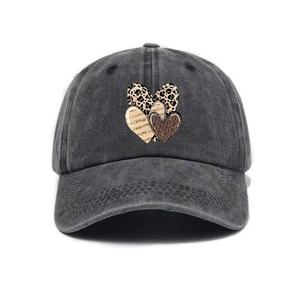 Cross border popular washed distressed heart shaped <b>leopard</b> <b>print</b> baseball cap American soft top versatile outdoor <b>hat</b> - Product Image 1