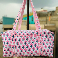 Sac fourre-tout matelassé personnalisé en coton imprimé floral écologique grande capacité fait main pour femme, sac à bandoulière d'été