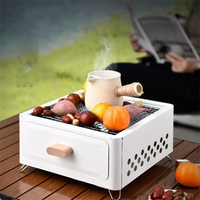 Barbecue carré au charbon de bois, table brasero, portable, pour extérieur, camping, jardin