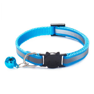 Collier pour chien et chat en polyester/nylon réglable avec lumières réfléchissantes, plusieurs couleurs, cloche et décoration en ruban - Product Image 5