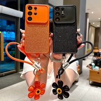 Étui de téléphone de luxe tendance à sequins losanges et paillettes avec cordon tournesol pour Samsung S22 S23 S24 S25 S26 Ultra A57 A56 A36 A07