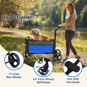 उच्च गुणवत्ता वाले नीले फोल्डेबल पोर्टेबल एल्यूमीनियम लक्जरी फैशन जिपर पालतू कुत्ते वैगन ट्रॉली वाहक कुत्ते के साथ वाहक - Product Image 3